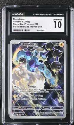 CGC 10 Thundurus SVP 209 Black Bolt ETB Black Star Pokemon Card GEM MINT - Image 1