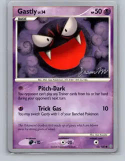 Pokemon TCG Gastly 62/100 2009 World Championships Normal LP - Image 1