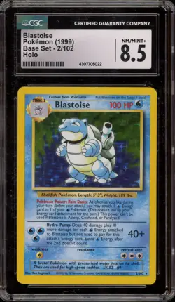 Pokemon Blastoise Base Set Unlimited Holo Rare #2 CGC 8.5 - Image 1