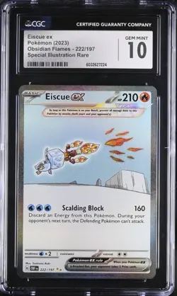 CGC 10 GEM MINT Eiscue ex 222/197 Obsidian Flames Special Illustration Rare - Image 1