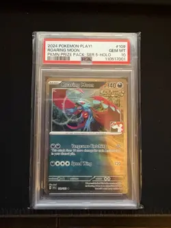 PSA 10 GEM MINT Roaring Moon 109/162 Pokemon Centre Prize Pack Series 5 Holo - Image 1