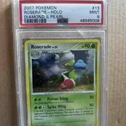 PSA 9 Roserade 13/130 Diamond and Pearl Rare Holographic Pokemon Card Pop 7 - Image 2