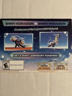 Pokemon Gamestop Shiny Koraidon or Shiny Miraidon Promo Card Sent Via Message - Image 1