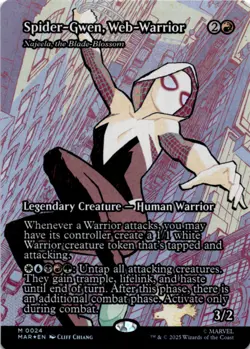 MTG Spider-Gwen, Web-Warrior - Najeela, the Blade-Blossom (Borderless) Foil NM - Image 1