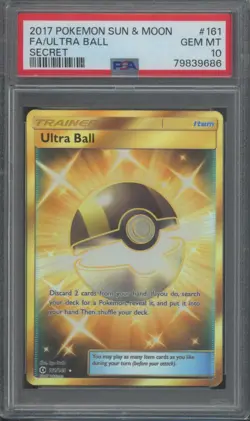 Pokemon TCG Ultra Ball 161/149 Sun & Moon SM Base Set Secret Rare PSA 10 - Image 1