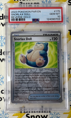 ⚡❄ 2023 Pokemon Snorlax Doll Reverse Holo #175 Paradox Rift PSA 10 - Image 1