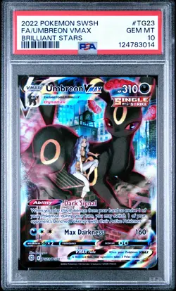 2022 POKEMON SWORD & SHIELD BRILLIANT STARS #TG23 FULL ART/UMBREON VMAX PSA 10 - Image 1