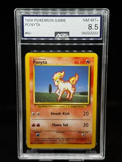 1999 Pokemon - Ponyta 60/102 - Base Set Unlimited Common AGS 8.5 (Cert #0022222) - Image 1