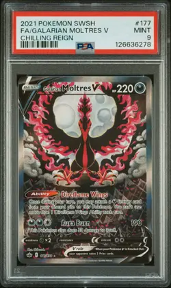 2021 POKEMON SWORD & SHIELD CHILLING REIGN FULL ART/GALARIAN MOLTRES V PSA 9 - Image 1