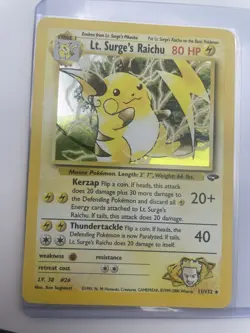 Vintage Pokemon Card WOTC Rare Holo LT. SURGE’S RAICHU Gym Challenge 11/132 DMG - Image 1