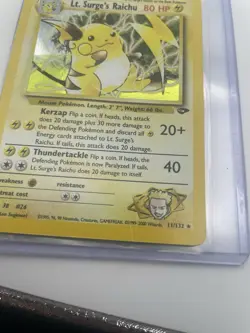 Vintage Pokemon Card WOTC Rare Holo LT. SURGE’S RAICHU Gym Challenge 11/132 DMG - Image 2