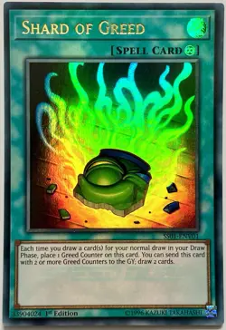 SS01-ENV01 Shard of Greed - Ultra Rare 1st Edition Near Mint YuGiOh Card - Image 1