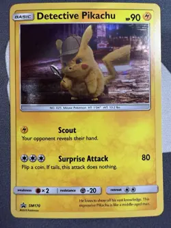 Pokemon TCG Detective Pikachu SM170 Promo Holo Card NM Condition - Image 1