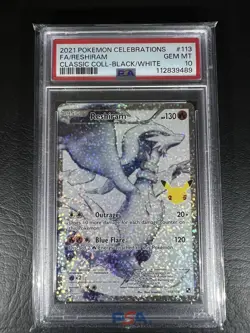 PSA 10 Reshiram Celebrations 113/114 Classic Collection Holo Pokemon Card TCG - Image 1
