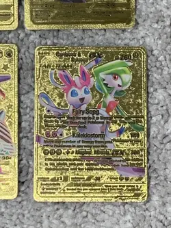 Set of 4 Pokemon Charizard,Mewtwo&Mew,Lapras&Gardevoir Gold Foil Fan Art Cards - Image 5