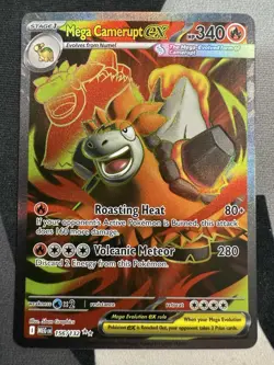 Pokemon TCG Mega Evolution Mega Camerupt Ex 156 Ultra Rare Full Art NM Card - Image 1
