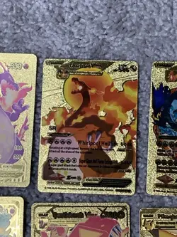 Set of 15 Pokemon Charizard,Machamp,Pikachu&More Gold Foil Fan Art Cards LP - Image 3