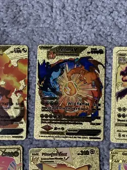 Set of 15 Pokemon Charizard,Machamp,Pikachu&More Gold Foil Fan Art Cards LP - Image 4