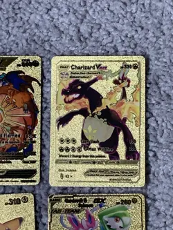 Set of 15 Pokemon Charizard,Machamp,Pikachu&More Gold Foil Fan Art Cards LP - Image 5