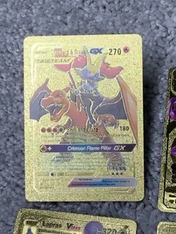 Pokemon Set of 6 Charizard&Braizxen GX,Lapras+++Rare Gold Accent Fan Art Cards - Image 2