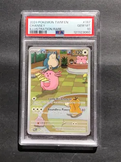 PSA 10, Chansey 187/167 Twilight Masquerade Illustration Rare Pokemon Card - Image 1