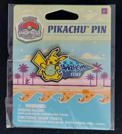 Pokemon STAFF-Exclusive SEALED 2017 World Championships Anaheim Pikachu Pin - Image 1