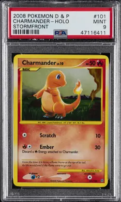 2008 POKEMON DIAMOND & PEARL STORMFRONT #101 CHARMANDER-HOLO PSA 9 - Image 1