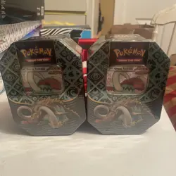 Pokemon TCG: SV Paldean Fates Great Tusk ex Tin Lot Of 2 - Image 1