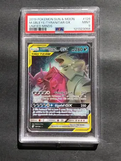 PSA 9, Pokemon - Mega Sableye & Tyranitar “Tag Team” GX - Unified Minds 126/236 - Image 1