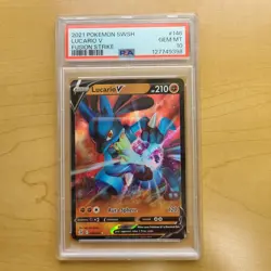 2021 Pokemon Lucario V 146/264 Fusion Strike Sword & Shield PSA 10 GEM MINT - Image 1