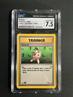 Pokemon Recycle Fossil 1st Edition Card 61/62 CGC 7.5 - Image 1