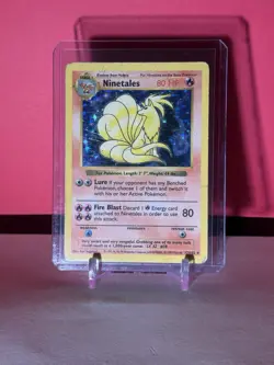 DAMAGED (DMG) Ninetales 12/102 Holo Base Set SHADOWLESS Pokemon Card - Image 1