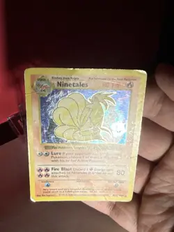 DAMAGED (DMG) Ninetales 12/102 Holo Base Set SHADOWLESS Pokemon Card - Image 2