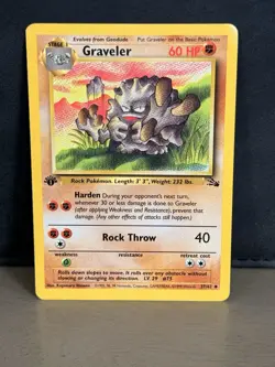 Pokemon TCG Graveler Fossil, 1st Edition Uncommon Card 37/62 - Image 1