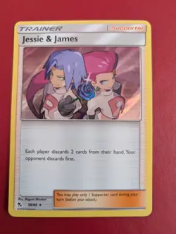 Jessie & James 58/68 Hidden Fates Holo Near Mint Condition Pokemon Card - Image 1