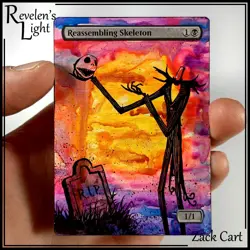Reassembling Skeleton Alter - Hand Painted MTG Altered Art - Jack Skellington - Image 1