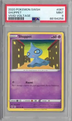 2020 Pokemon SWSH Vivid Voltage, #067, Shuppet, PSA 9, Mint - Image 1