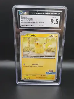 POKEMON CGC MINT+ PIKACHU ILLUSTRATION CONTEST WINNER 2024 #214 PROMO - Image 1