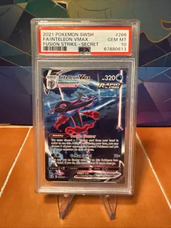 2021 Pokemon SWSH FA/Inteleon VMAX Fusion Strike-Secret #266 PSA 10 Graded - Image 1