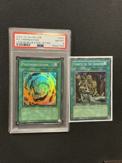 Yugioh WAVY FADED Polymerization LOB-059 1st Edition Misprint PSA 8 GRADED - Image 2
