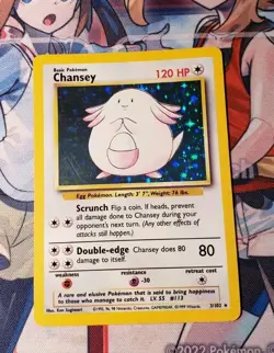 Pokemon Card Chansey 003/102 Base Set LP Holo English 17101 - Image 1