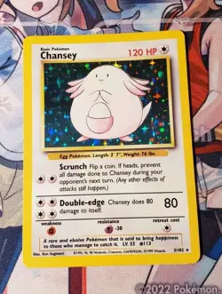 Pokemon Card Chansey 003/102 Base Set LP Holo English 17101 - Image 2