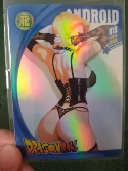 ANDROID 18 DRAGON BALL WAIFU BLUE RAINBOW FOIL ANIME CARD #2 - Image 2