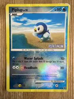 Piplup 71/100 Platinum Reverse Holo Burger King Promo Pokemon Card DAMAGED - Image 1