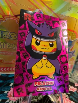Pikachu Poncho Gengar Magenta Holo BOX HIT Team Rocket Card Pokemon - Image 3