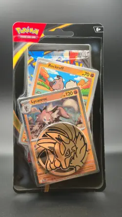 Pokemon Mega Evolution Checklane Blister Lycanroc Rockruff Booster - Image 1