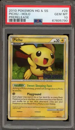 Pokemon Pikachu HeartGold & SoulSilver Prerelease Holo Rare Promo #28 PSA 10 - Image 1