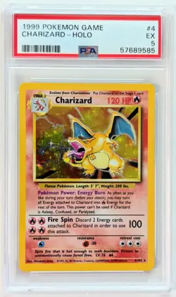 1999 Pokemon Game CHARIZARD #4 -HOLO GRADED PSA 5 EX - Image 1