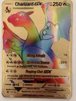 Pokemon Rainbow Charizard (Secret) GX HP250 150/147 Gold Medal Card - Image 1