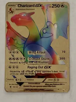 Pokemon Rainbow Charizard (Secret) GX HP250 150/147 Gold Medal Card - Image 2